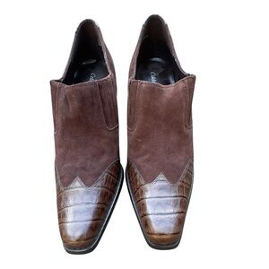 Coldwater Creek Brown Suede and Croc Ankle Bootie Size US 8 1/2 M